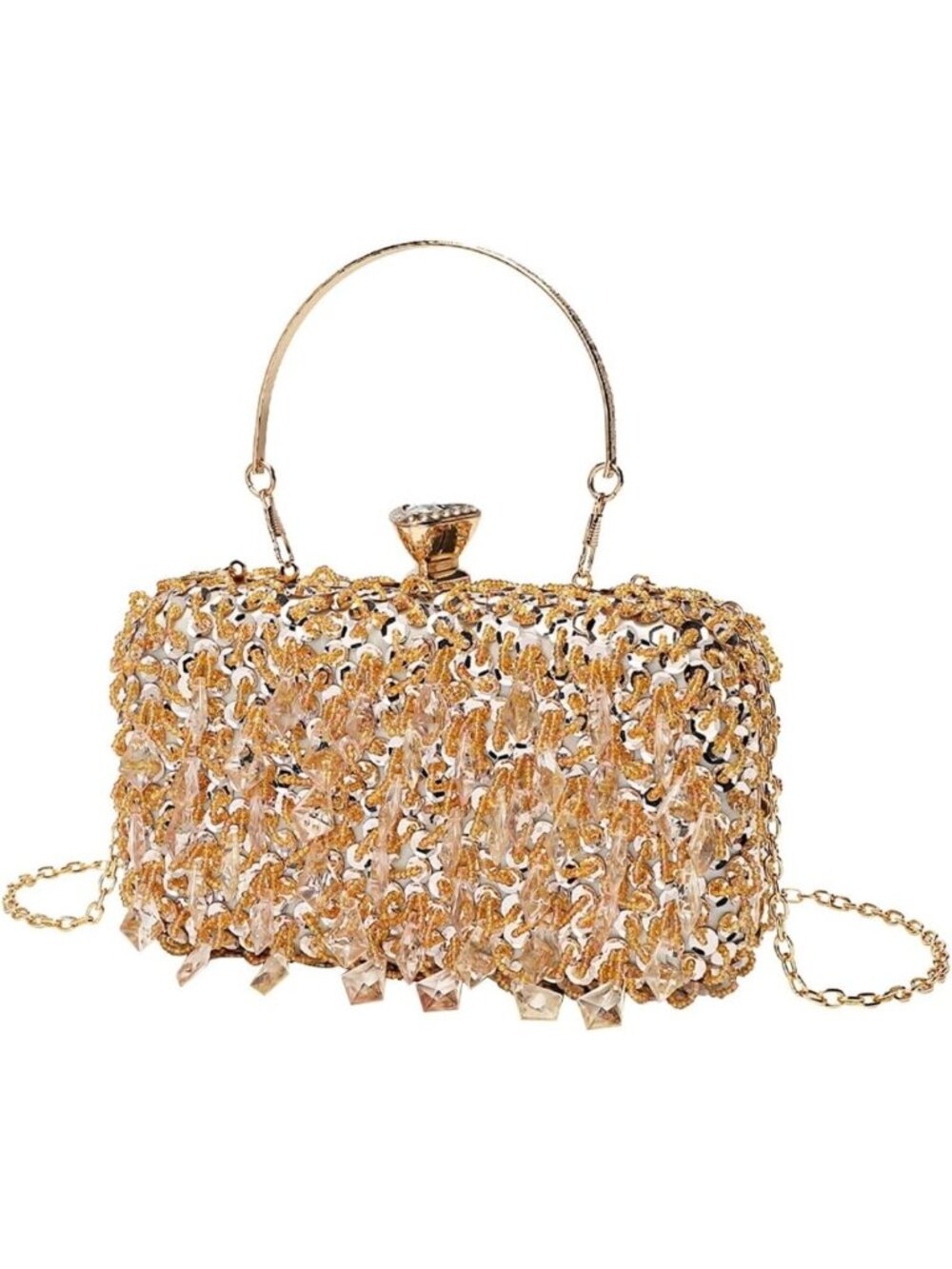 Sparkly Glitter Sequin Clutch Bag for Women, Evening Purse with Detachable Chain